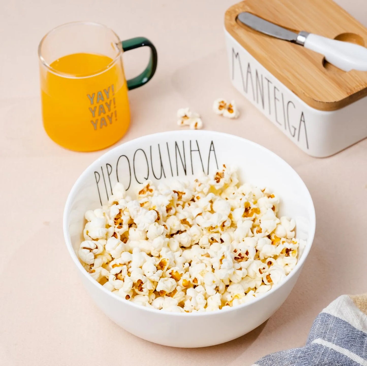 Bowl de Cerâmica Tioeasy™ — Pipoquinha 1L e 2,5L para Pipoca, Saladas e Snacks