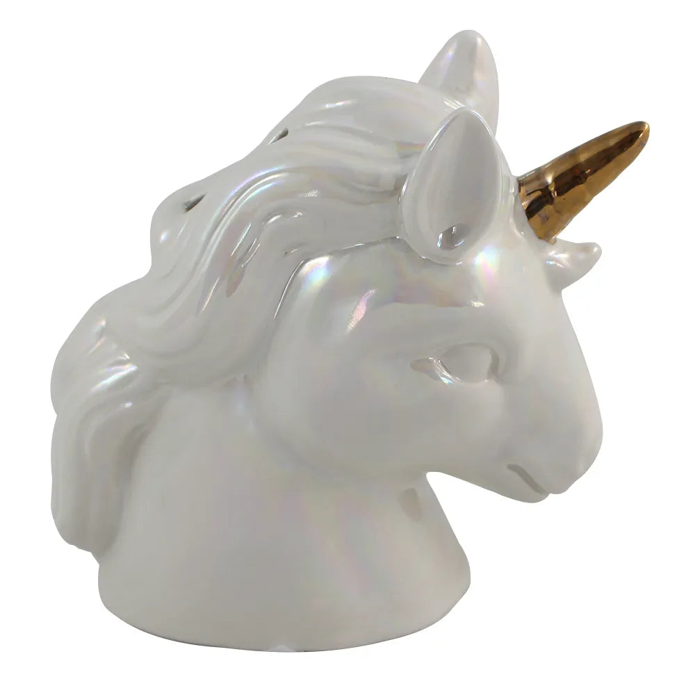 Cofre Unicórnio Perolado Tioeasy™ em Cerâmica com Tampa Inferior