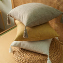 Capa de Almofada de Linho Tioeasy™ 45x45cm com Pompom Decorativo para Sala e Quarto