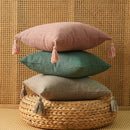Capa de Almofada de Linho Tioeasy™ 45x45cm com Pompom Decorativo para Sala e Quarto