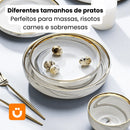 Jogo de Jantar Oriental Tioeasy™ — Porcelana Fina com Pires, Colheres e Bowls em Detalhes Platina