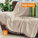 Manta King para Sofá Tioeasy™ — 100% Algodão, 3,00x1,80m | Toque Macio e Proteção para Sofás, Camas e Poltronas