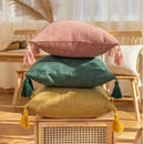 Capa de Almofada de Linho Tioeasy™ 45x45cm com Pompom Decorativo para Sala e Quarto