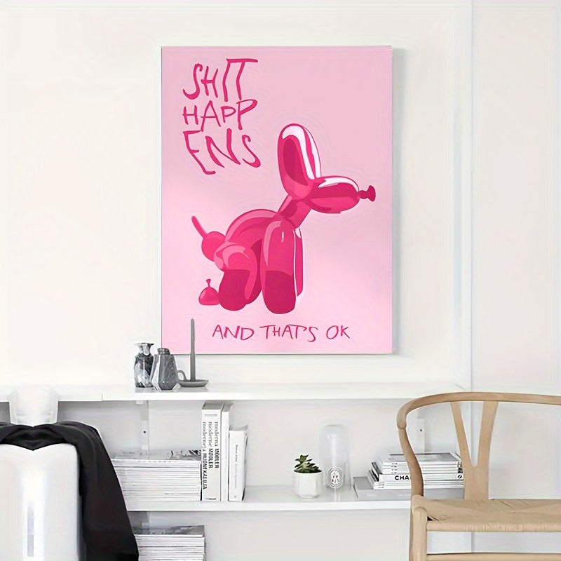 Chic Pink Balloon Dog Canvas Print - HD Wall Art for Living Room & Bedroom Decor, Frameless Home Decoration Poster, Perfect Holiday Gift, Perfect for Room Decor