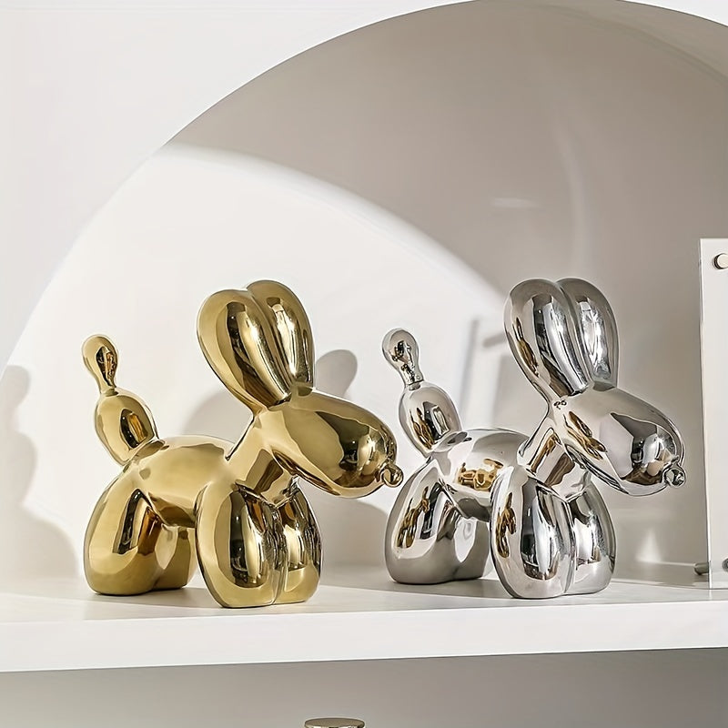 Light Luxury Creative Ceramic Electroplating Balloon Dog Nordic Light Luxury Wine Cabinet TV Cabinet Living Room Office Premium Soft Decorations Home Decoration Premium Sense