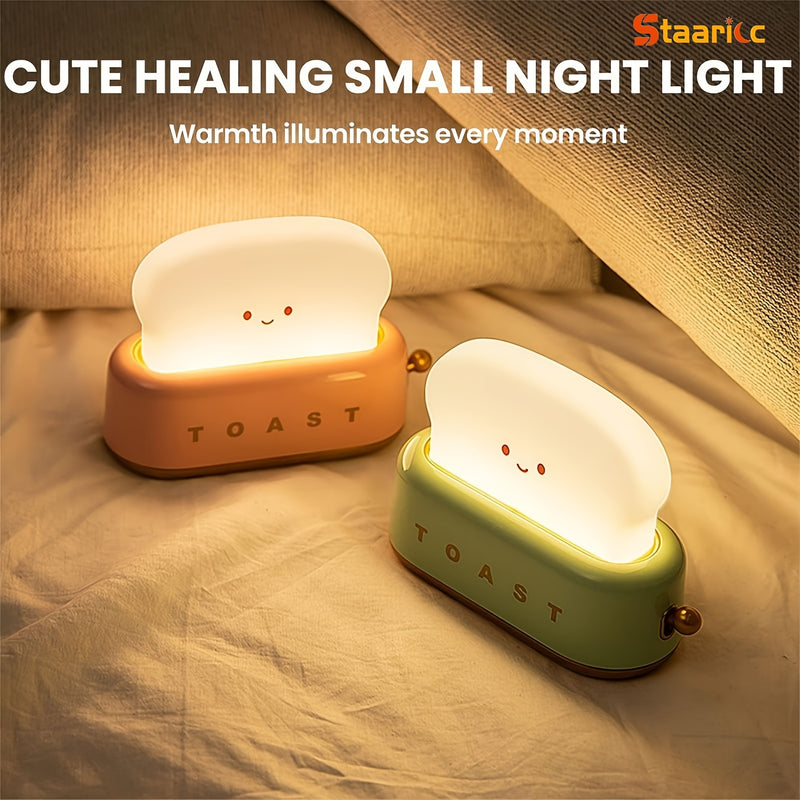 Staaricc USB Rechargeable Cute Toaster-Shaped LED Night Light – Warmth Illuminates Every Moment, Decorative Table Lamp in Green/Orange/Pink, Perfect for Home, Birthday, or Christmas Gift, Best for Christmas