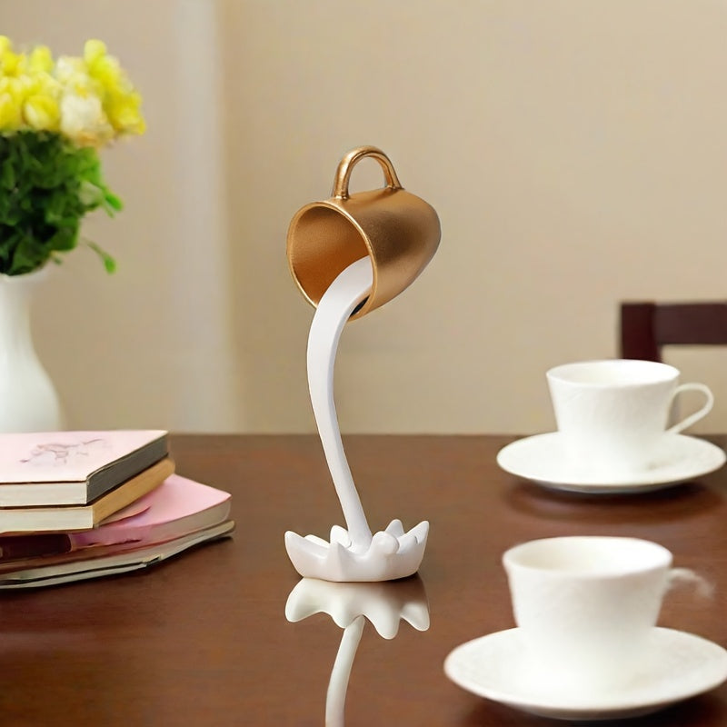 1pc, Creative Inverted Floating Resin Coffee Cup Decoration - Water Overflow Effect, Suitable for Room And Office Decoration Embellishment, Unique Creative Gift, Very Suitable for Halloween And Other Festivals to Enhance The