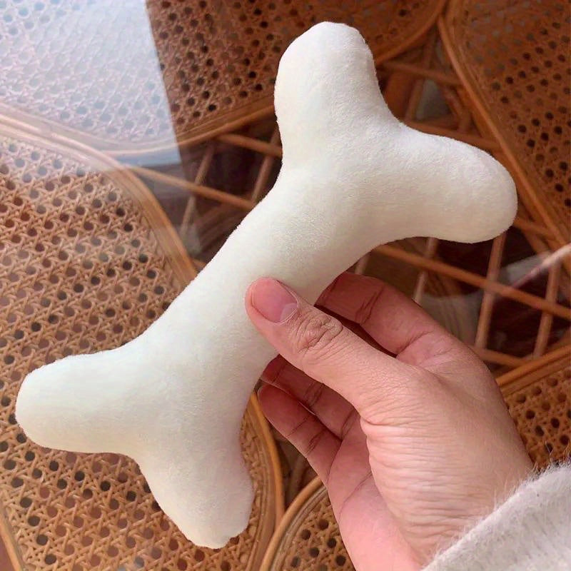 Plush Bone Shaped Dog Chew Toy, Durable Plush Material, Interactive Pet Toy for All Breed Sizes