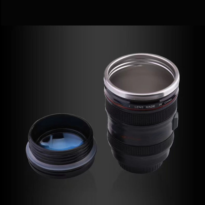 [Everyday Comfort] Camera Lens Coffee Mug | Stainless Steel & BPA-Free ABS Plastic | Multi-Use Travel Cup with Retractable Lid | Ideal for Photographers | Perfect Gift for Friends, School Rewards & Home Use, Versatile Drinkwa