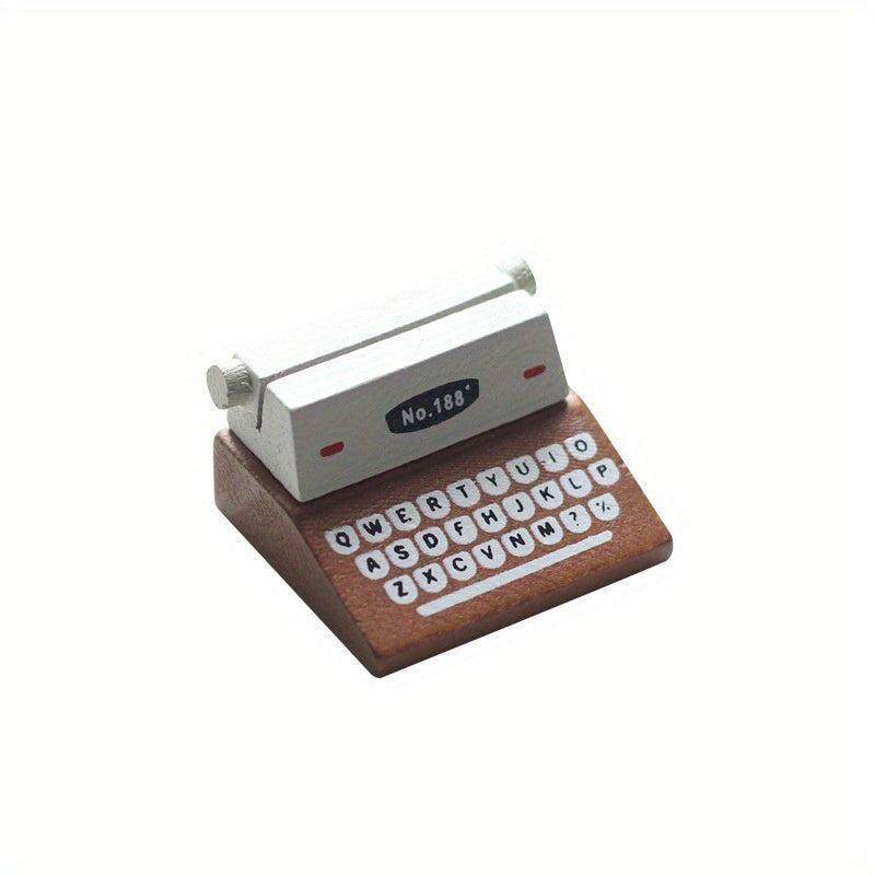 Retro Wooden Typewriter-Style Memo Clip, Creative Home Office Desk Decor, Photo Holder, Vintage Look, Faux Wood Material, 2 Styles Available