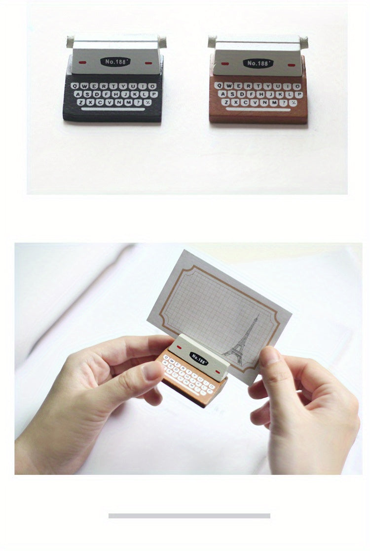 Retro Wooden Typewriter-Style Memo Clip, Creative Home Office Desk Decor, Photo Holder, Vintage Look, Faux Wood Material, 2 Styles Available