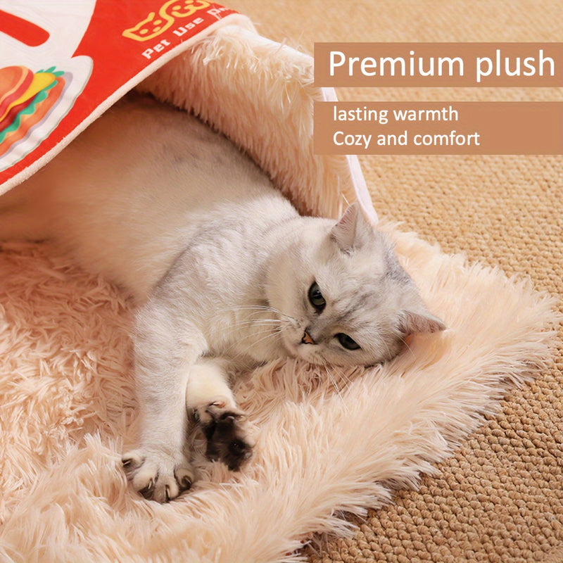 Rectangular Fully Enclosed Cat Bed, Snack Box Pet Bed, Universal Pet Bed for All Seasons, Winter Cat Bed, The Best Gift for Cats, New Year'S Gift, Giving Your Cat a Warm Home