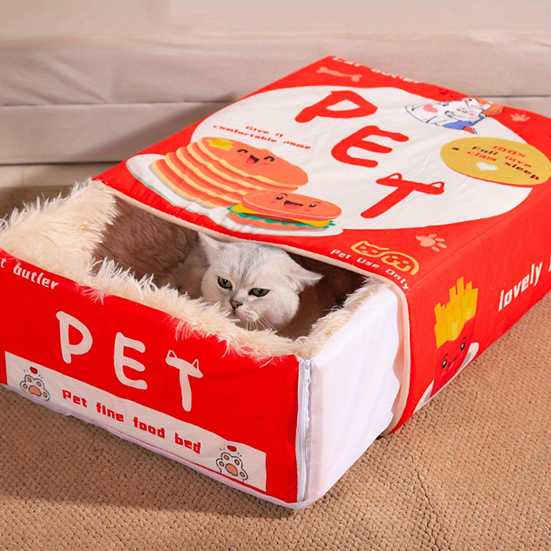 Rectangular Fully Enclosed Cat Bed, Snack Box Pet Bed, Universal Pet Bed for All Seasons, Winter Cat Bed, The Best Gift for Cats, New Year'S Gift, Giving Your Cat a Warm Home