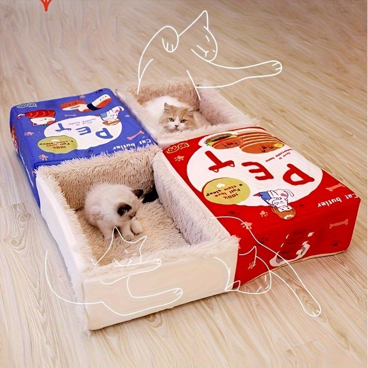 Rectangular Fully Enclosed Cat Bed, Snack Box Pet Bed, Universal Pet Bed for All Seasons, Winter Cat Bed, The Best Gift for Cats, New Year'S Gift, Giving Your Cat a Warm Home