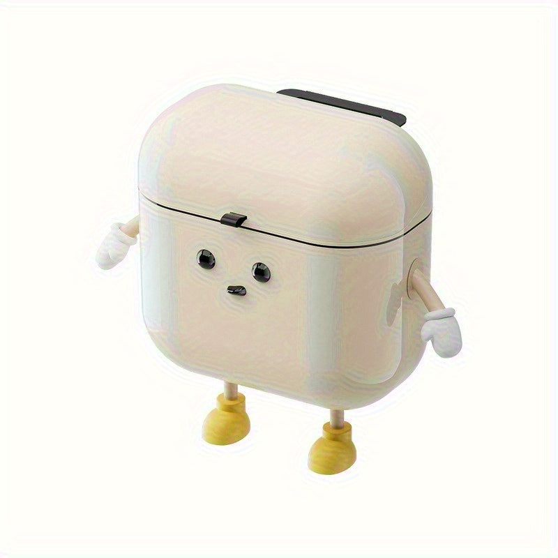 1pc Cute Cartoon Wall-Mounted Trash Can with Hooks - Durable PP, Large Capacity Hanging Waste Bin, Space-Efficient No-Drill Design for Kitchen & Bathroom Organization