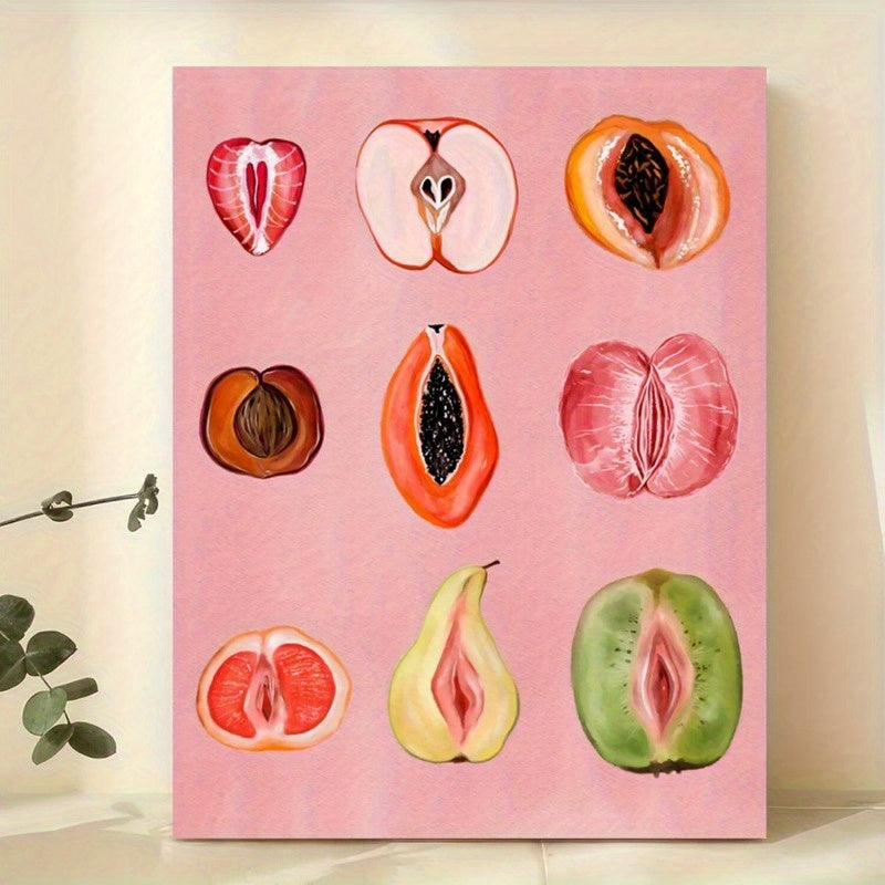 1pc Canvas Fruit Slices Wall Art - Universal Holiday Decorative Canvas Poster, No Electricity Needed, Hanging Method, Ideal for Home, Dorm, Cafe, Living Room, Bedroom Decor