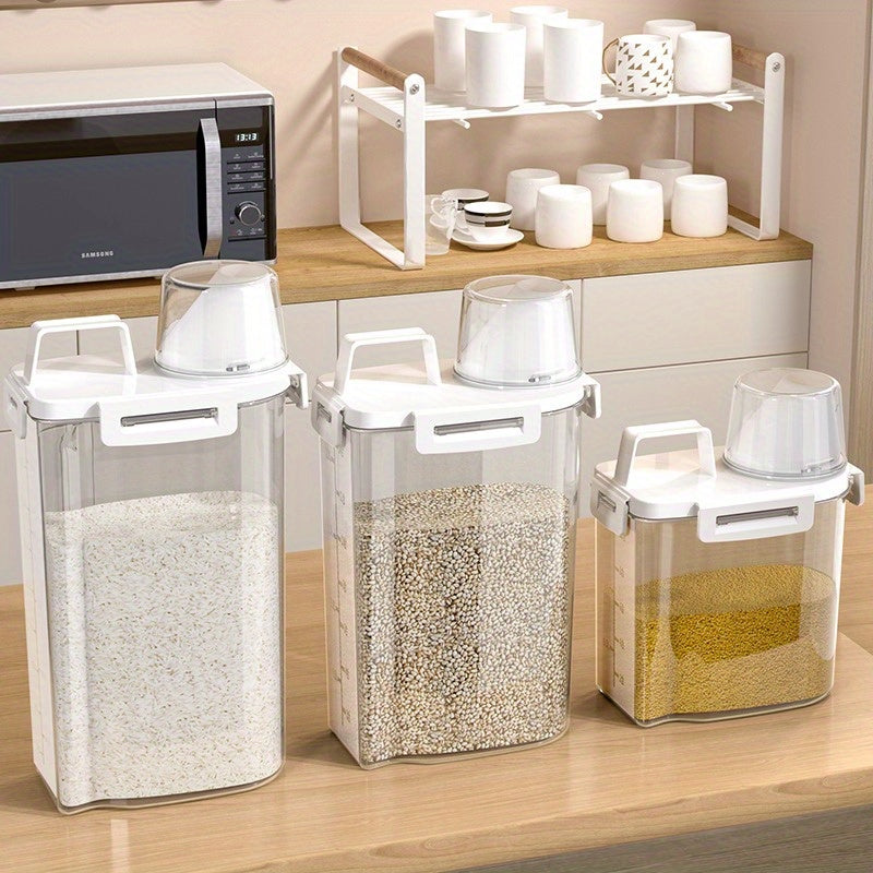 1/2pcs Airtight Storage Containers, 1.75L/2.5L/3L, Insect-Proof, Moisture-Proof, Leak-Proof, Plastic Food Storage Box with Lid, Ideal for Grain, Nuts, Flour, Rice, Kitchen Organization, Portable for Home & Outdoor Use