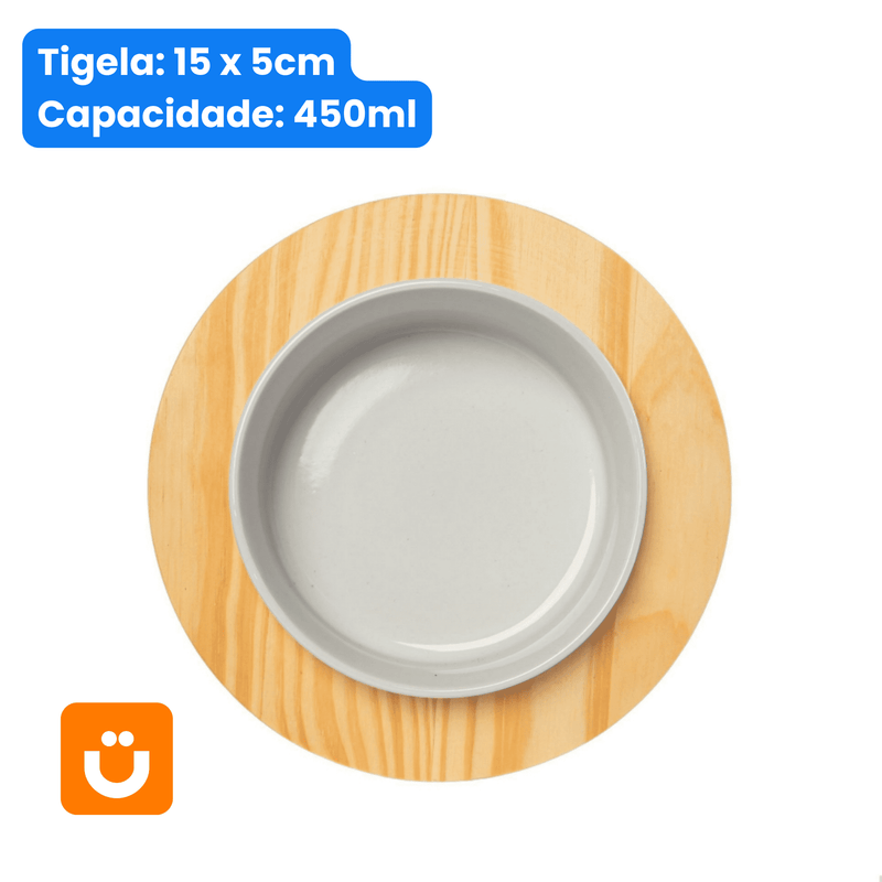 Comedouro Tioeasy Unitário em Madeira e Porcelana - Médio/Grande Tio Juanico