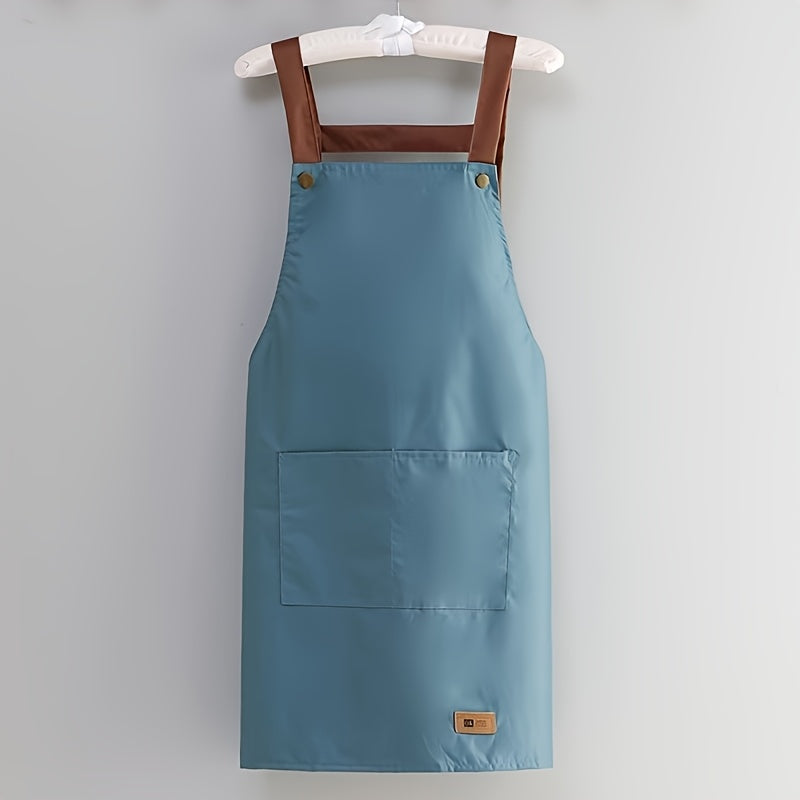 1pc Unisex Adjustable Thin Polyester Blend Apron - Solid Color Simple Design, 5 Colors, All-Season Kitchen & Dining Use for Cooking, Baking, Serving