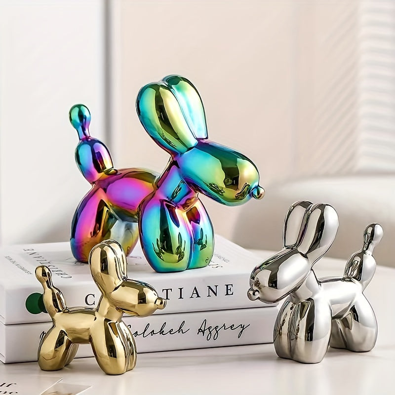 Light Luxury Creative Ceramic Electroplating Balloon Dog Nordic Light Luxury Wine Cabinet TV Cabinet Living Room Office Premium Soft Decorations Home Decoration Premium Sense