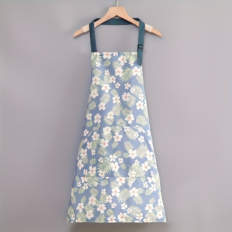 1pc Women's Floral Print Apron - Unisex Hanging Neck Style, Polyester Blend Fabric, Colorful Daisy Pattern, Adjustable Straps, Perfect for Cooking & Kitchen Use, Unisex Apron | Playful Style Apron | Comfortable Fitting