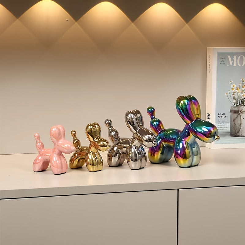 Light Luxury Creative Ceramic Electroplating Balloon Dog Nordic Light Luxury Wine Cabinet TV Cabinet Living Room Office Premium Soft Decorations Home Decoration Premium Sense