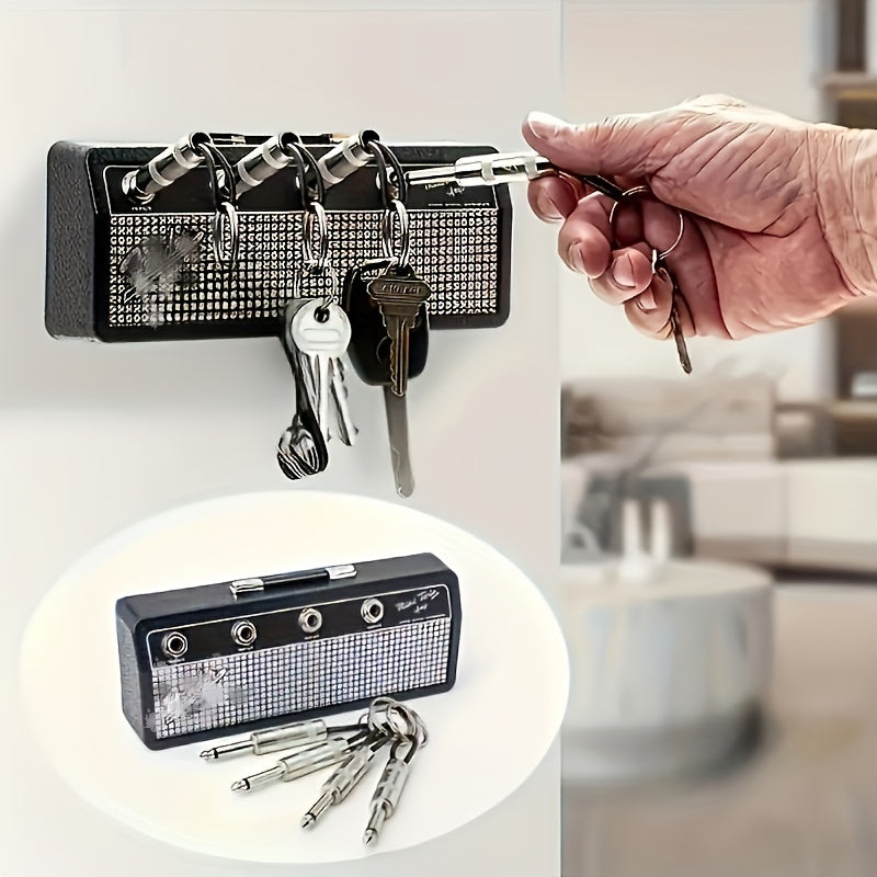 A Creative Speaker Keychain Set That Includes Four Insertable Keychains And a Wall Mounting Kit - Casual Style, Easy to Install, Made of Metal, Perfect for Space-Saving Home Storage And Decoration Enthusiasts.
