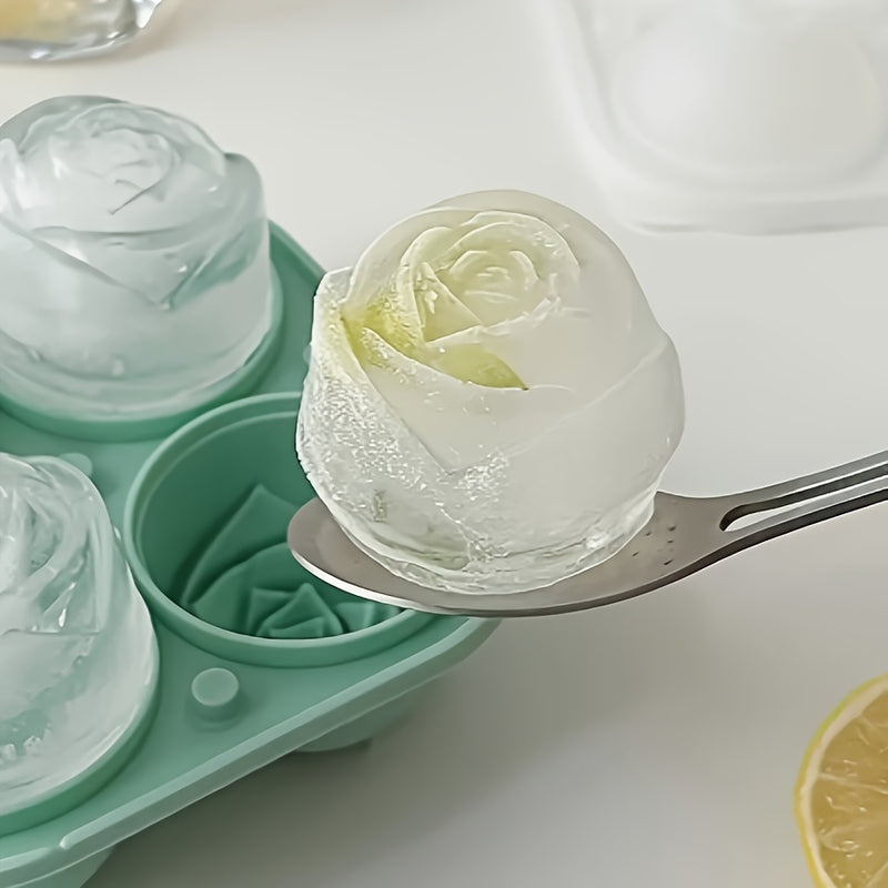 1pc Silicone Rose Flower Ice Cube Tray, Food-Grade Creative Ice Mold for Chilled Beverages, Uncharged, No Battery Required