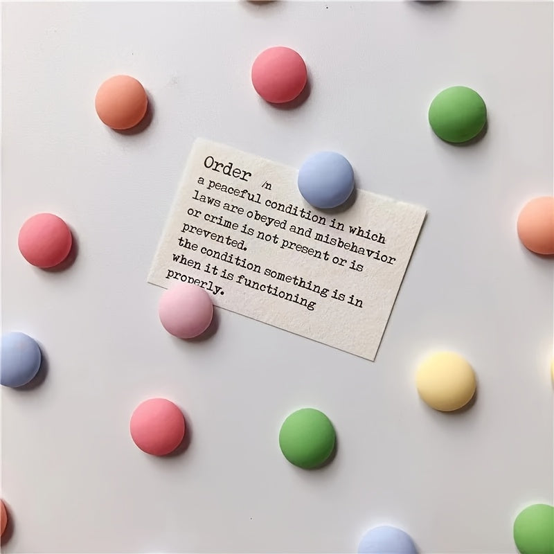 10pcs Nordic Style Cartoon Refrigerator Magnets, Frosted Round Plastic Magnets for Home Decor, Whiteboard Photo Message Board Accessories, Fridge Magnets