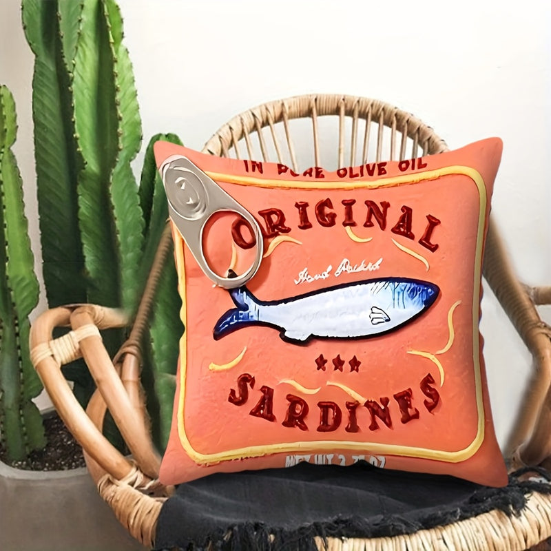 1pc, Sardine Can Pillow Cover Soft & Comfortable Fun Decorative Living Room Bedroom Sofa Cushion Cover Multi-scene Applicable Without Pillow Core, 2 Sizes for Choice 44.98cm/49.99 cm