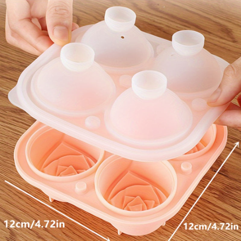 1pc Silicone Rose Flower Ice Cube Tray, Food-Grade Creative Ice Mold for Chilled Beverages, Uncharged, No Battery Required