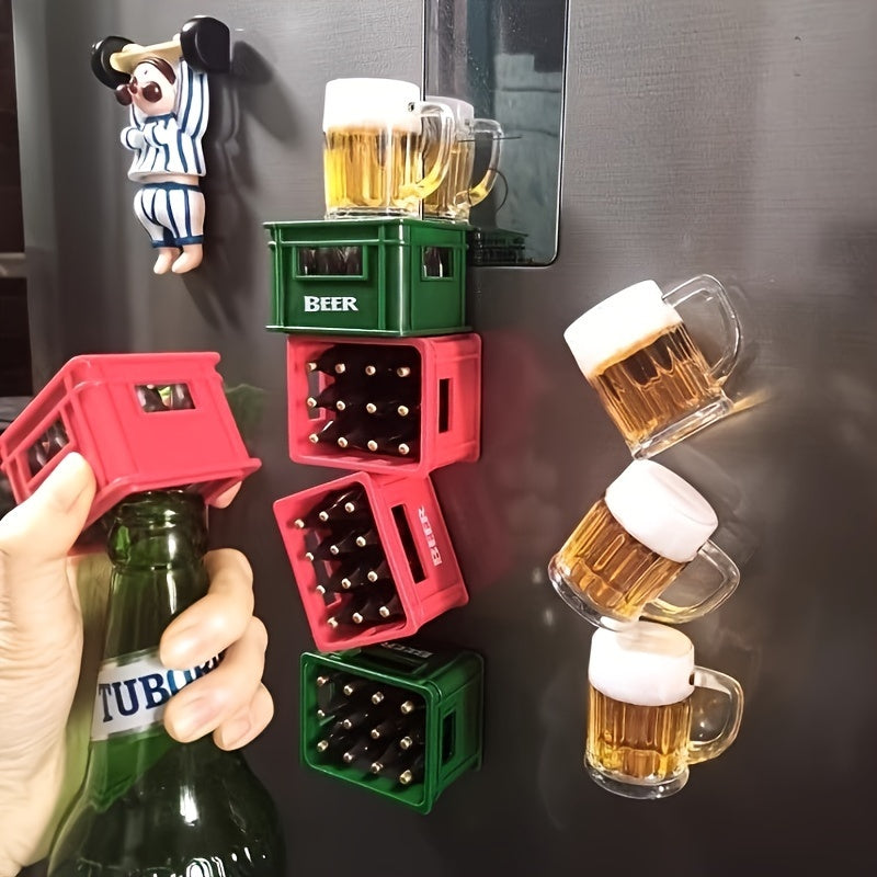 Creative Beer Basket Design Bottle Opener - Magnetic Refrigerator Attachment, Perfect for Home Bars & Parties