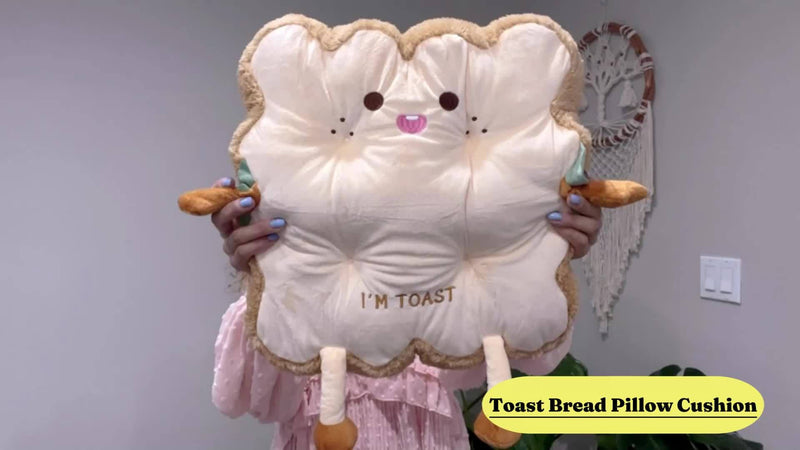 1pc Toast-Shaped Seat Cushion, Polyurethane Bread Pillow, Medium Soft Knit Fabric, Lightweight, Hand Washable, Polyester 100%, Home Sofa & Bedroom Decor, Unique Housewarming Gift