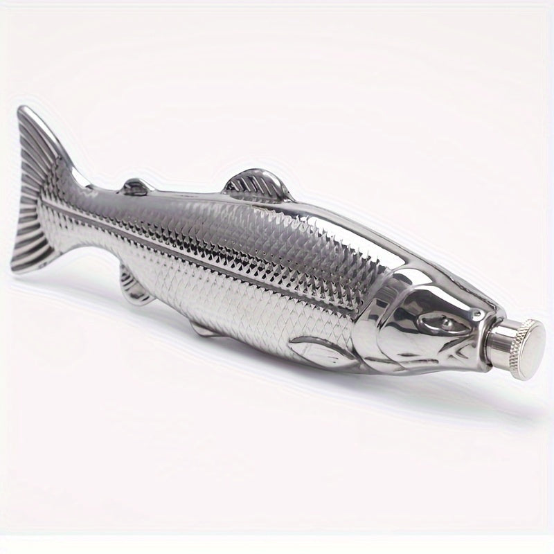 Portable Stainless Steel Trout-Shaped Flask - Polished Finish, Oval Design for Outdoor Use - Perfect for Halloween, Christmas, Father's Day Gifts, 304 Stainless Steel, Wine Bottle, Small Flask