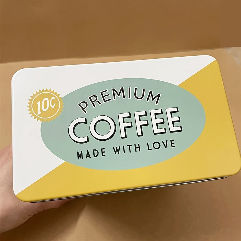 1pc Vintage American Style Metal Coffee Tin Can Dispenser, Rectangular Desktop Storage Box with Side Opening, Multipurpose Non-Waterproof Organizer for Home and Office Use, Storage Boxes for Organizing