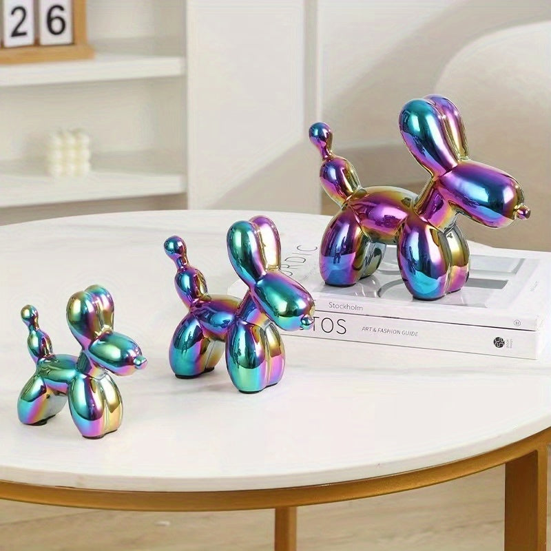 Light Luxury Creative Ceramic Electroplating Balloon Dog Nordic Light Luxury Wine Cabinet TV Cabinet Living Room Office Premium Soft Decorations Home Decoration Premium Sense