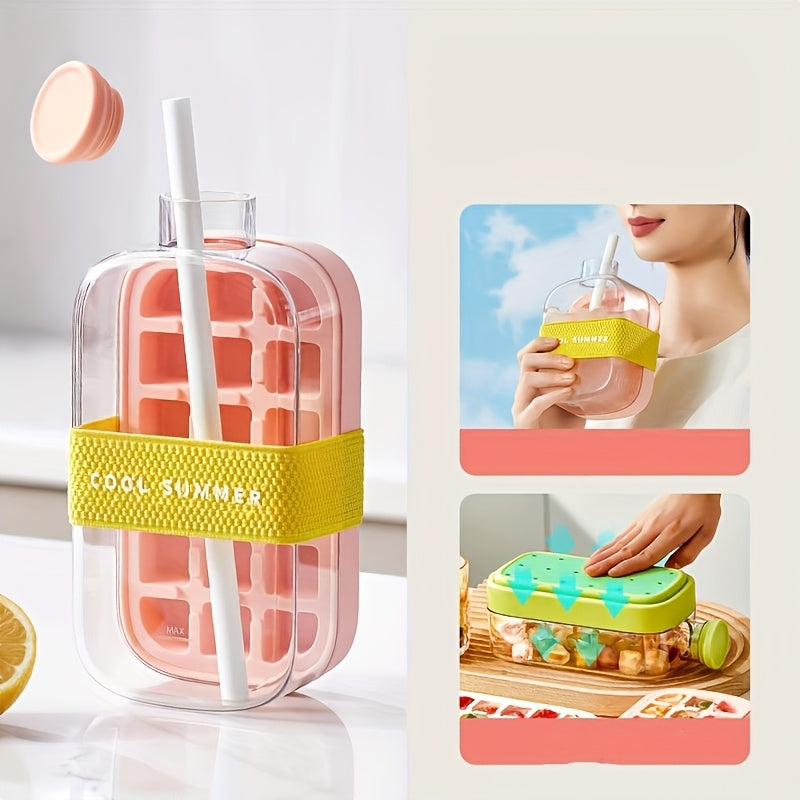 800ml 500ml Silicone Ice Cube Trays with Straws and Bands - Food-Grade, High-Quality, Vibrant Summer Drink Containers for Home and On-the-Go, Vibrant Drinkware | Colorful Drinkware | Silicone Construction, Ice Buckets