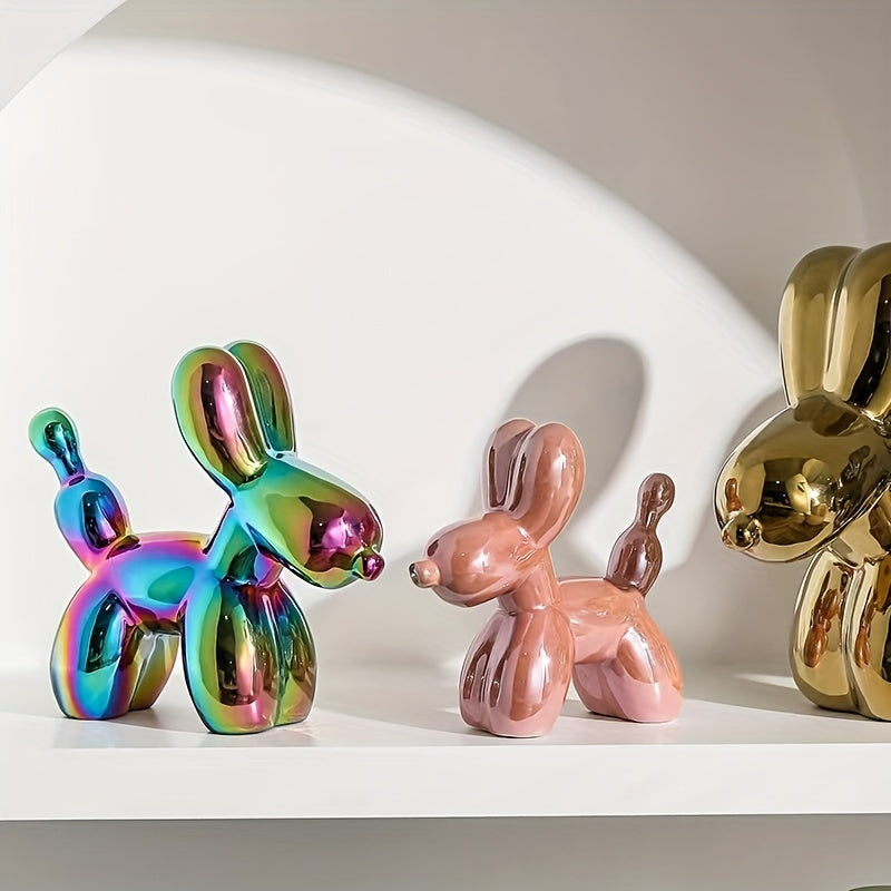 Light Luxury Creative Ceramic Electroplating Balloon Dog Nordic Light Luxury Wine Cabinet TV Cabinet Living Room Office Premium Soft Decorations Home Decoration Premium Sense