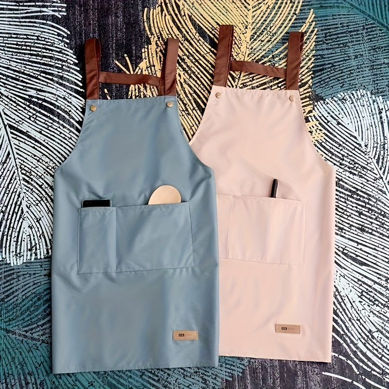1pc Unisex Adjustable Thin Polyester Blend Apron - Solid Color Simple Design, 5 Colors, All-Season Kitchen & Dining Use for Cooking, Baking, Serving