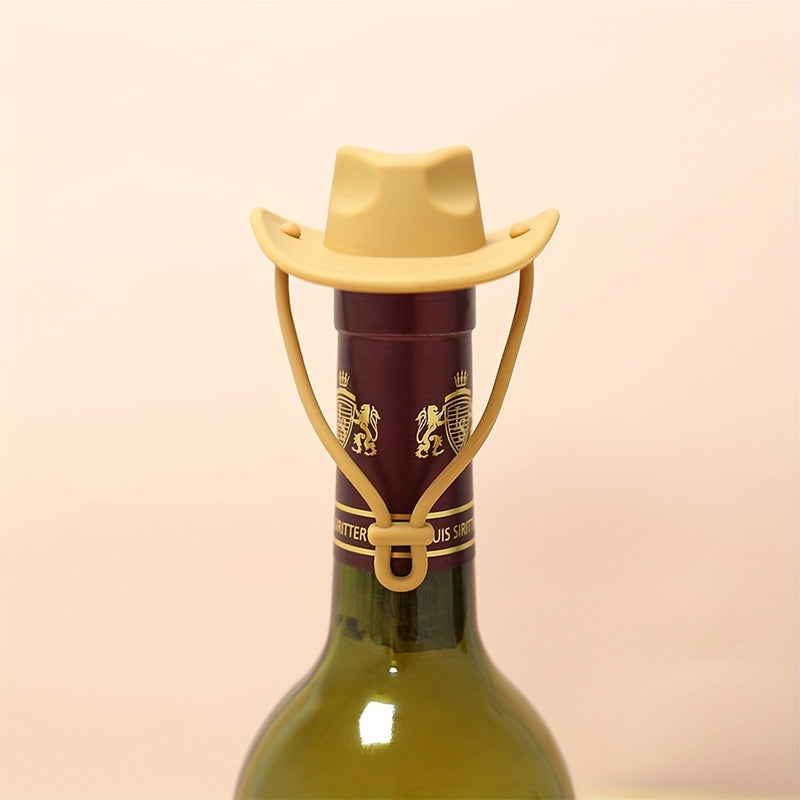 Silicone Cowboy Hat Beverage Bottle Sealer - 1 Pack Festive Leakproof Cap for Red Liquor & Spirits, Reusable Silicone Stopper, Perfect for Christmas, Halloween, Thanksgiving, Valentine's Day, Graduation