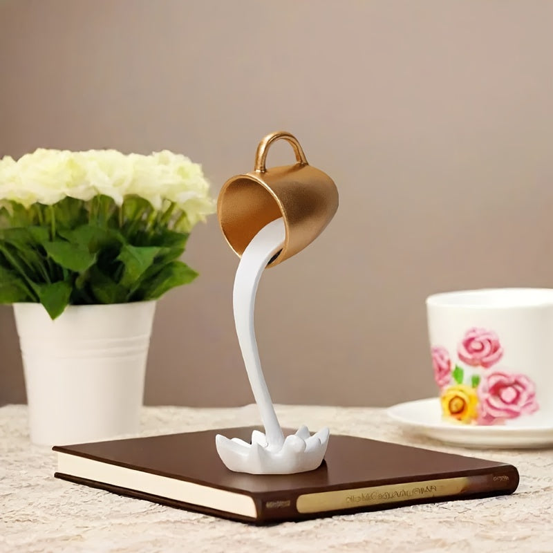1pc, Creative Inverted Floating Resin Coffee Cup Decoration - Water Overflow Effect, Suitable for Room And Office Decoration Embellishment, Unique Creative Gift, Very Suitable for Halloween And Other Festivals to Enhance The