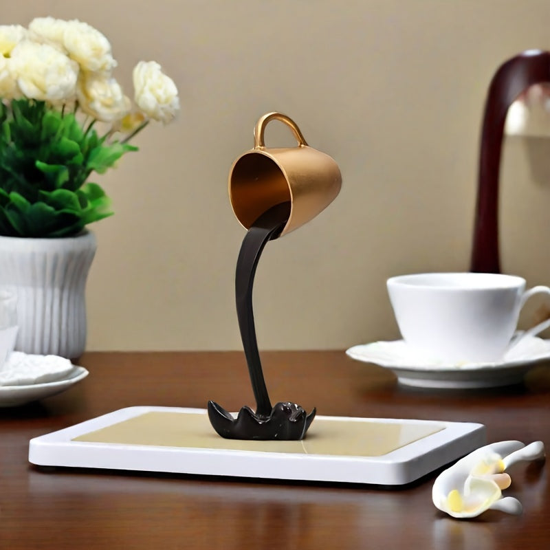 1pc, Creative Inverted Floating Resin Coffee Cup Decoration - Water Overflow Effect, Suitable for Room And Office Decoration Embellishment, Unique Creative Gift, Very Suitable for Halloween And Other Festivals to Enhance The
