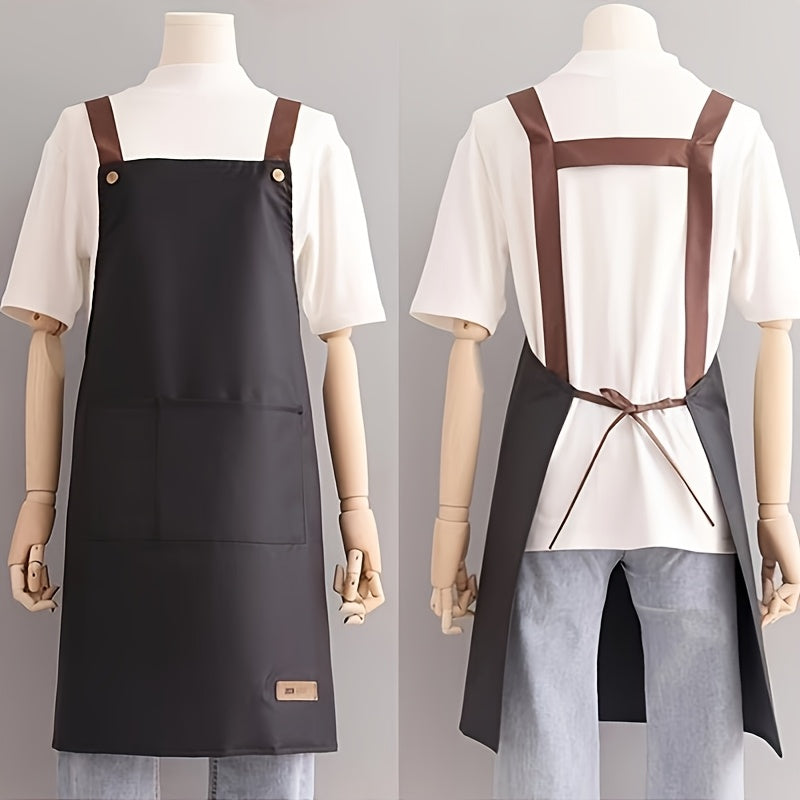 1pc Unisex Adjustable Thin Polyester Blend Apron - Solid Color Simple Design, 5 Colors, All-Season Kitchen & Dining Use for Cooking, Baking, Serving