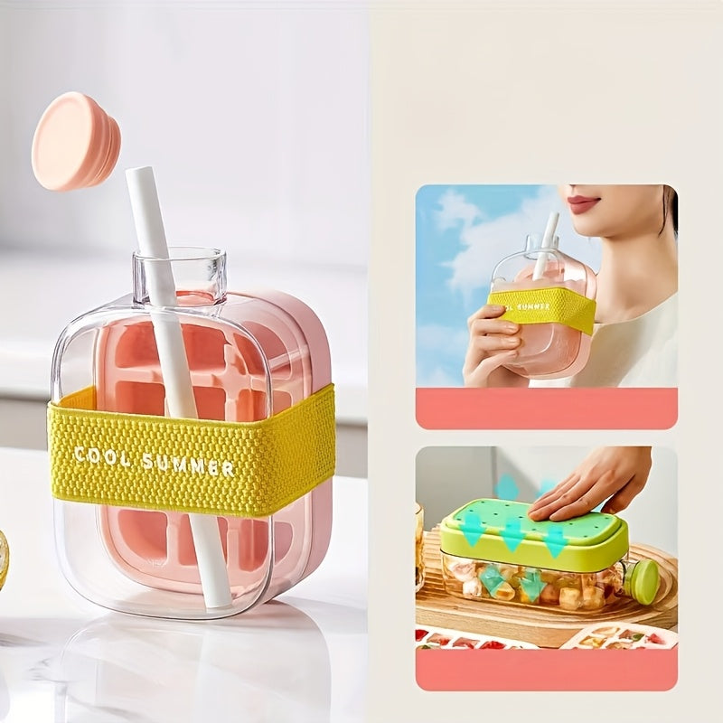 800ml 500ml Silicone Ice Cube Trays with Straws and Bands - Food-Grade, High-Quality, Vibrant Summer Drink Containers for Home and On-the-Go, Vibrant Drinkware | Colorful Drinkware | Silicone Construction, Ice Buckets