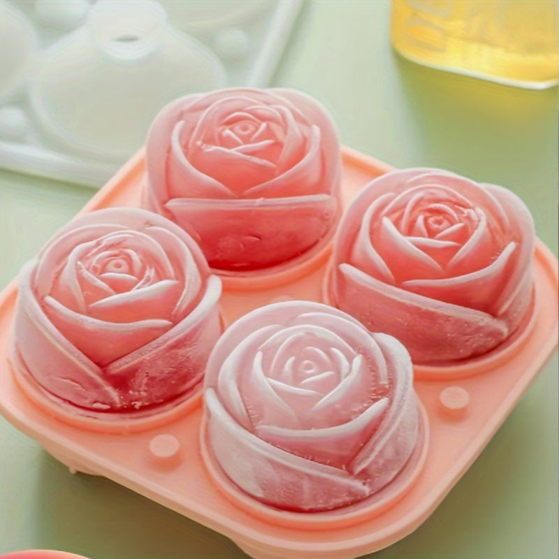 1pc Silicone Rose Flower Ice Cube Tray, Food-Grade Creative Ice Mold for Chilled Beverages, Uncharged, No Battery Required