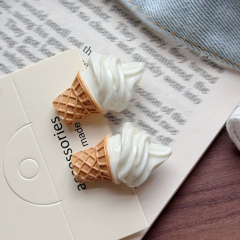 4pcs Adorable Ice Cream Refrigerator Magnets - Resin Kitchen Decor for Whiteboards, Offices, Weddings, Birthdays & Holidays, Oval Shape, Plastic Material, Perfect for Organizing Notes & Adding Fun to Any Space, Event Decorati