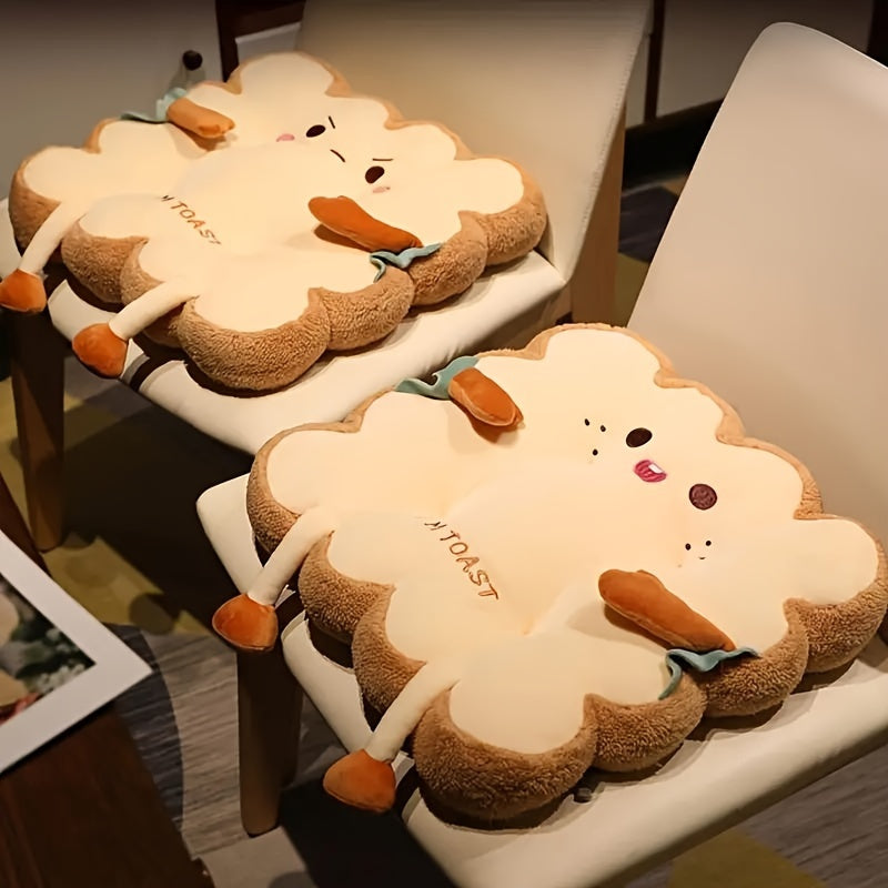 1pc Toast-Shaped Seat Cushion, Polyurethane Bread Pillow, Medium Soft Knit Fabric, Lightweight, Hand Washable, Polyester 100%, Home Sofa & Bedroom Decor, Unique Housewarming Gift