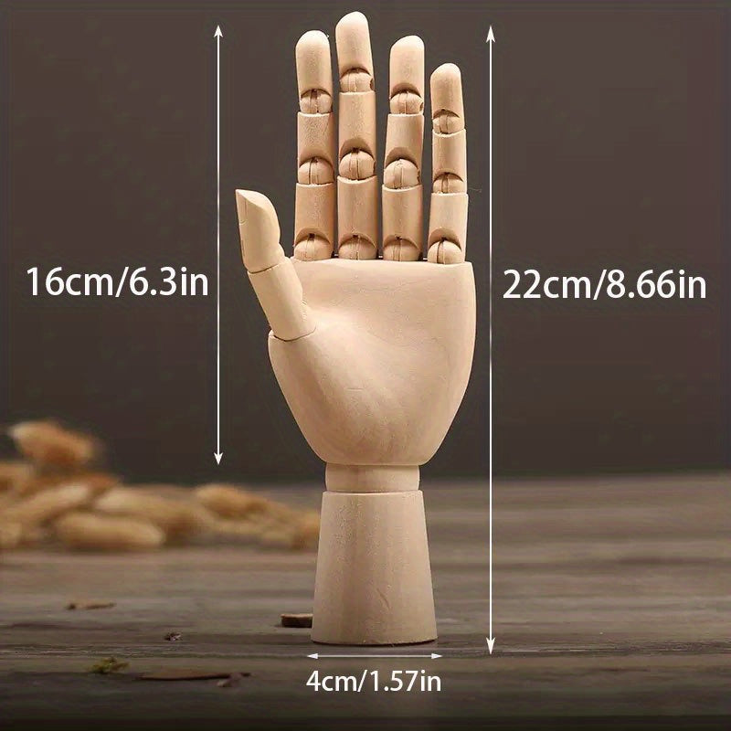 1pc Nordic Creative Wood Character Hand Model, Doll Costume Store Shop Living Room TV Cabinet Decoration Ornaments, Nordic Creative Wooden Hand Movable Joint Wood Ornaments, Puppet Props Office Decoration Hand Model Wooden Fi