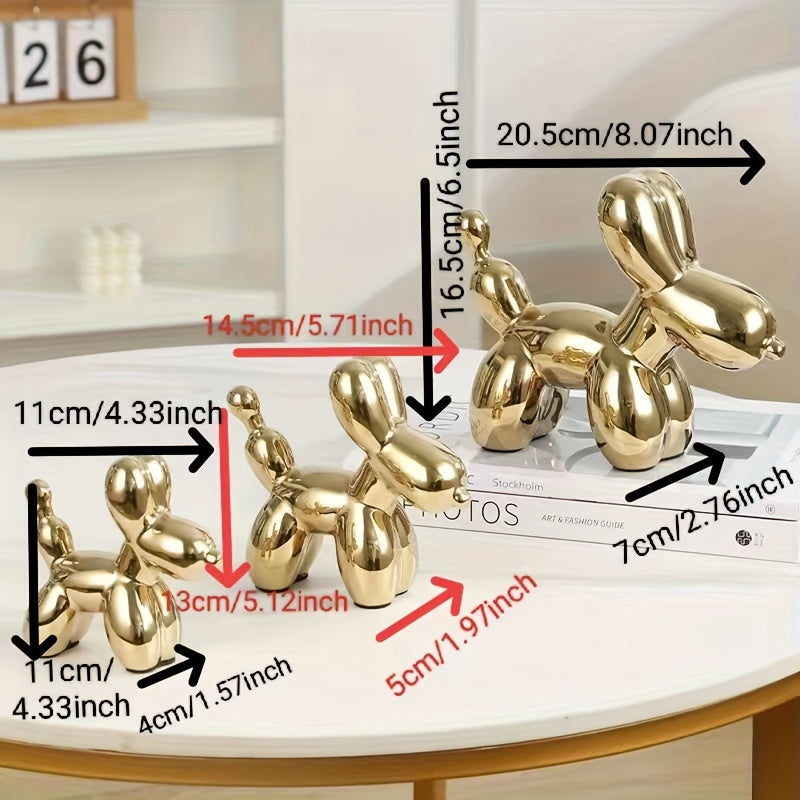 Light Luxury Creative Ceramic Electroplating Balloon Dog Nordic Light Luxury Wine Cabinet TV Cabinet Living Room Office Premium Soft Decorations Home Decoration Premium Sense