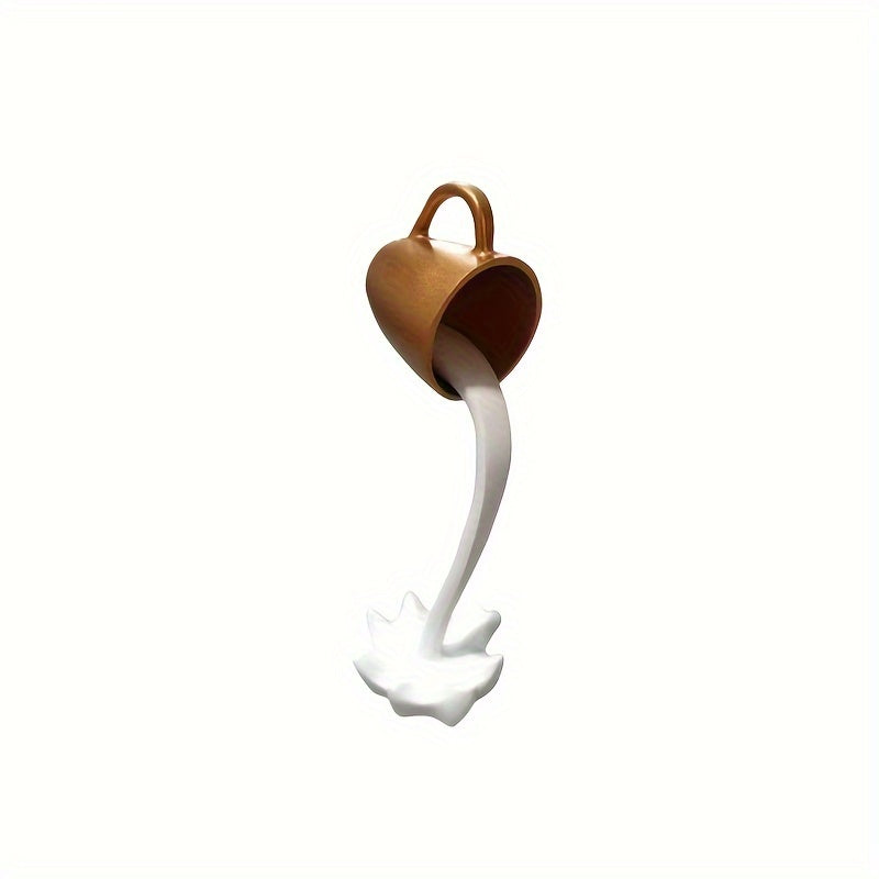 1pc, Creative Inverted Floating Resin Coffee Cup Decoration - Water Overflow Effect, Suitable for Room And Office Decoration Embellishment, Unique Creative Gift, Very Suitable for Halloween And Other Festivals to Enhance The
